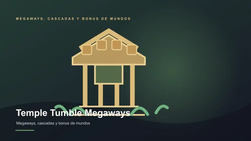 Templo dorado con pequeños símbolos sobre una base verde