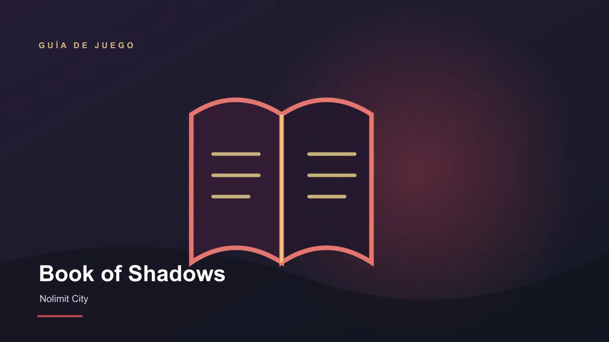 Book of Shadows vista principal con libro, filas y símbolos dorados